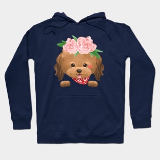 Brown Poodle wearing carnation flower headband Hoodie